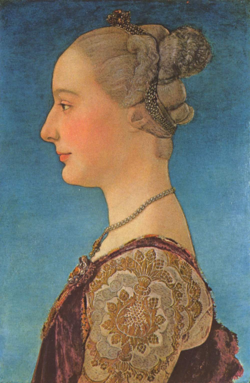 Piero del Pollaiolo, Ritratto di dama (1475 circa; tempera e olio su tavola; Firenze, Gallerie degli Uffizi, inv. 1890 n. 1491)

