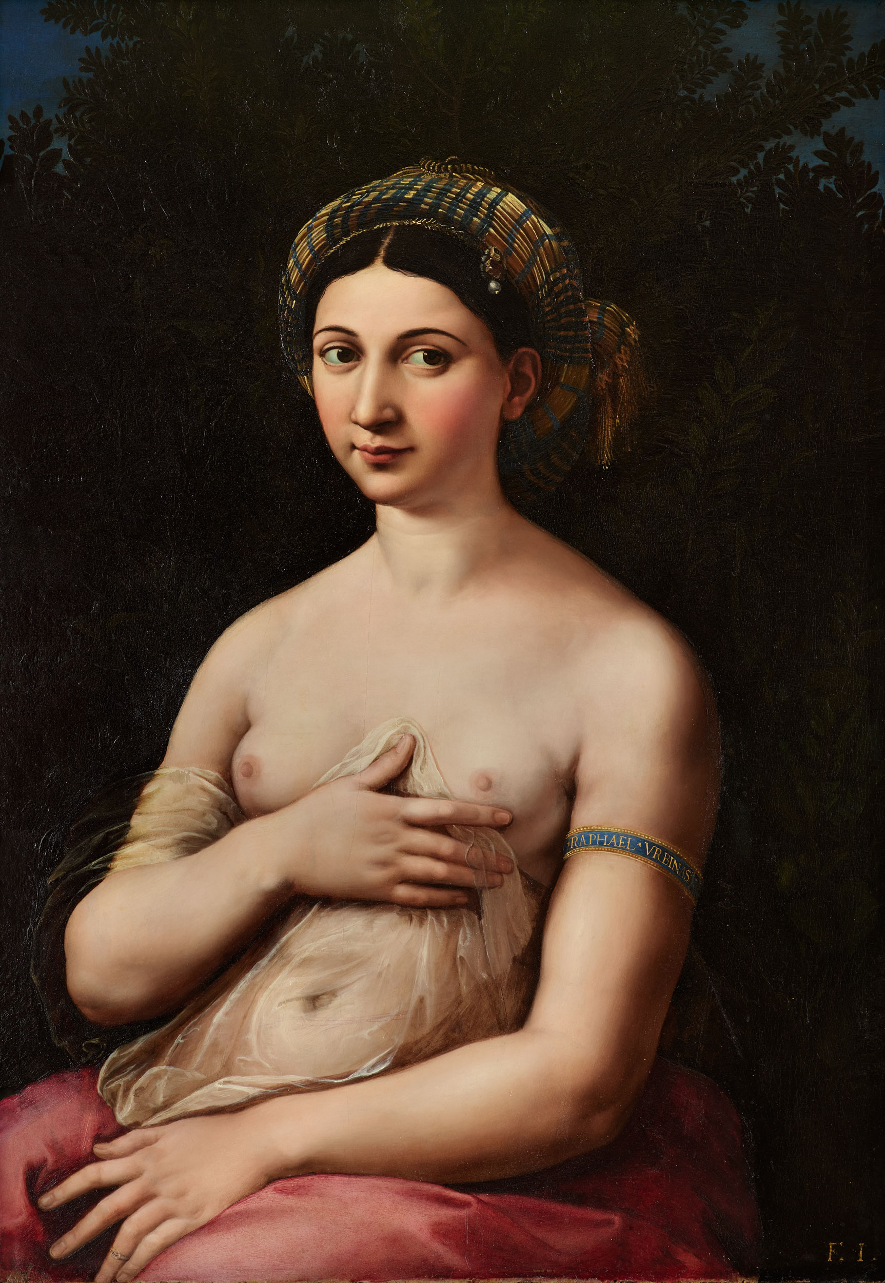 Raphael, Portrait of a Woman in the Clothes of Venus (Fornarina) (c. 1519-1520; oil on panel; Rome, Gallerie Nazionali dArte Antica di Roma, Barberini). National Galleries of Ancient Art, Rome (MIBACT) - Hertziana Library, Max Planck Institute for Art History/Enrico Fontolan