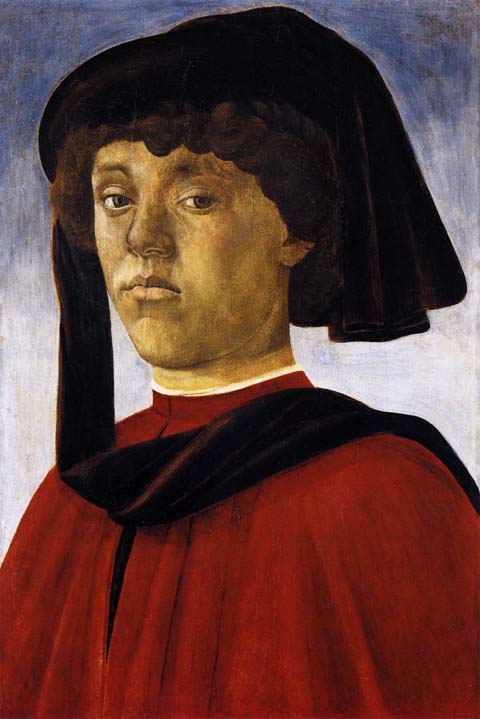 Sandro Botticelli, Ritratto di giovane (1470 circa; olio su tavola, 51 x 33,7 cm; Firenze, Gallerie degli Uffizi, Galleria Palatina di Palazzo Pitti, inv. Palatina n. 372)
