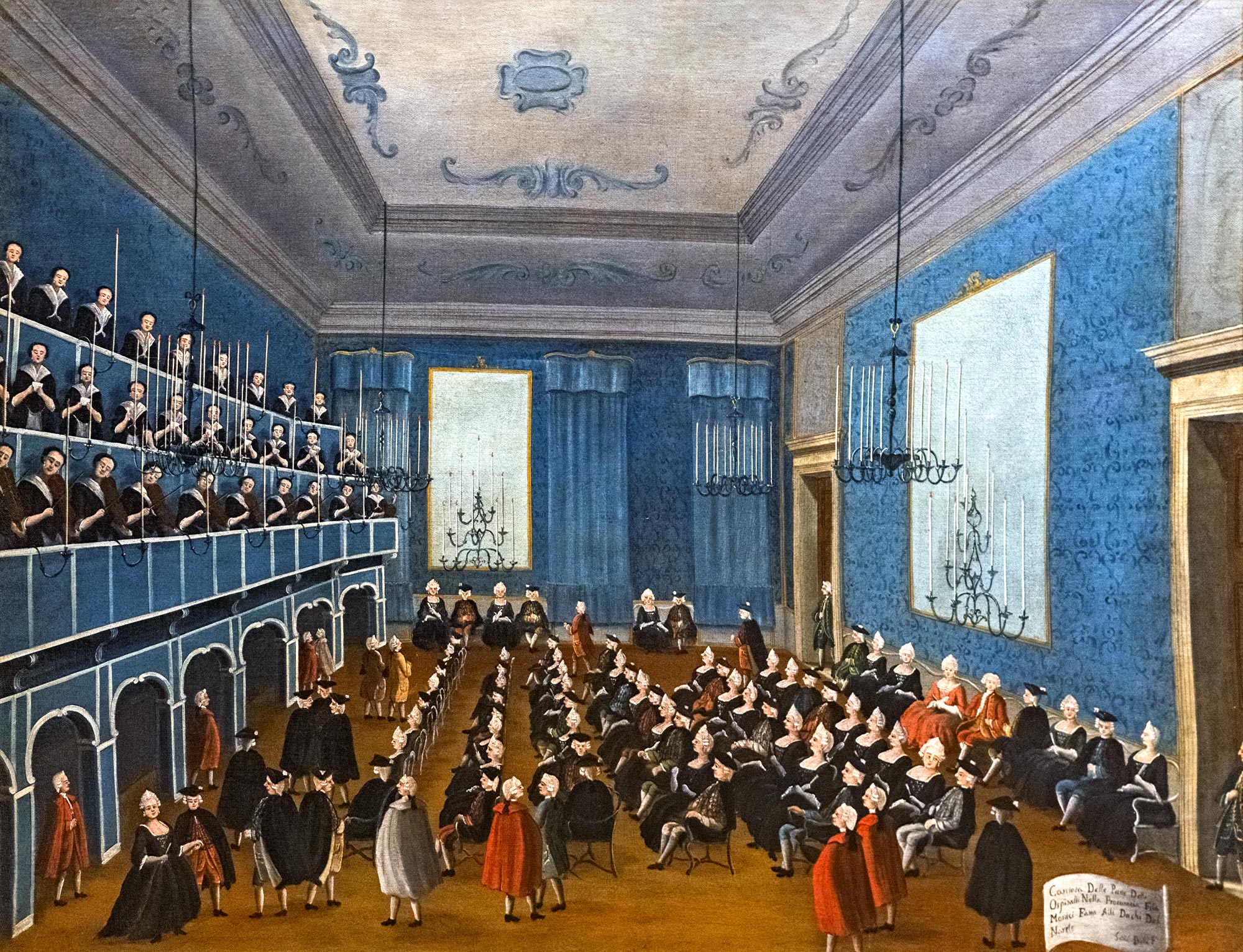 Gabriele Bella, La cantata delle orfanelle per i duchi del nord (1782?-ante 1792; olio su tela, 95,5 x 124 cm; Venezia, Fondazione Querini Stampalia)
