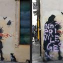 Padova, imbrattato il murale degli innamorati, con una scritta anti-Banksy
