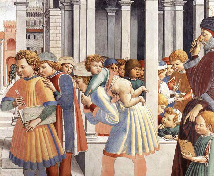 Affresco di Benozzo Gozzoli nella chiesa di Sant'Agostino a San Gimignano. Particolare. 
