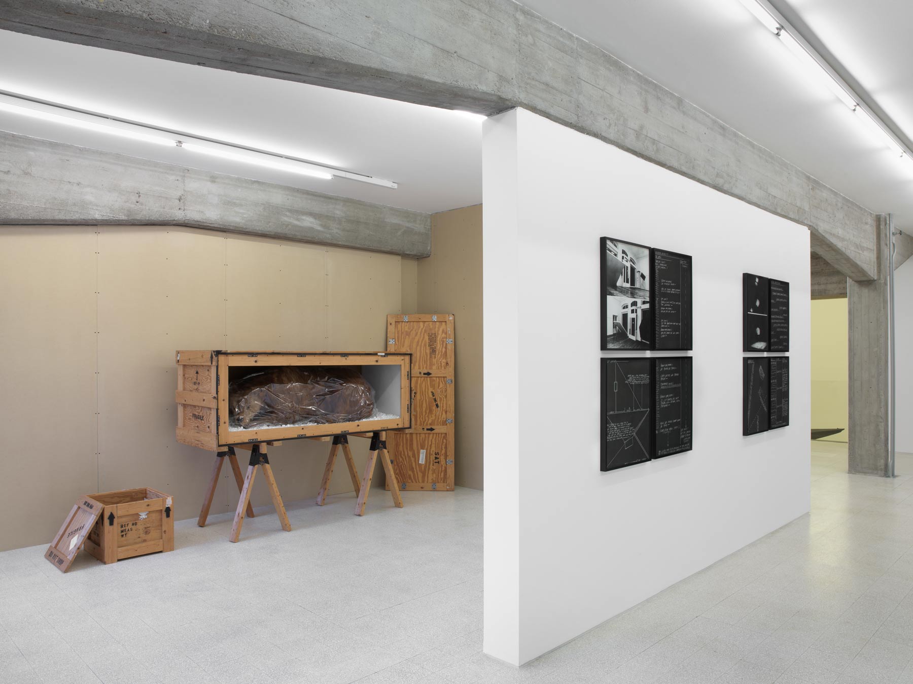 Collezione Maramotti, Veduta di sala, open space 2° piano, opere di Vito Acconci, Mark Dion Ph. C. Dario Lasagni
