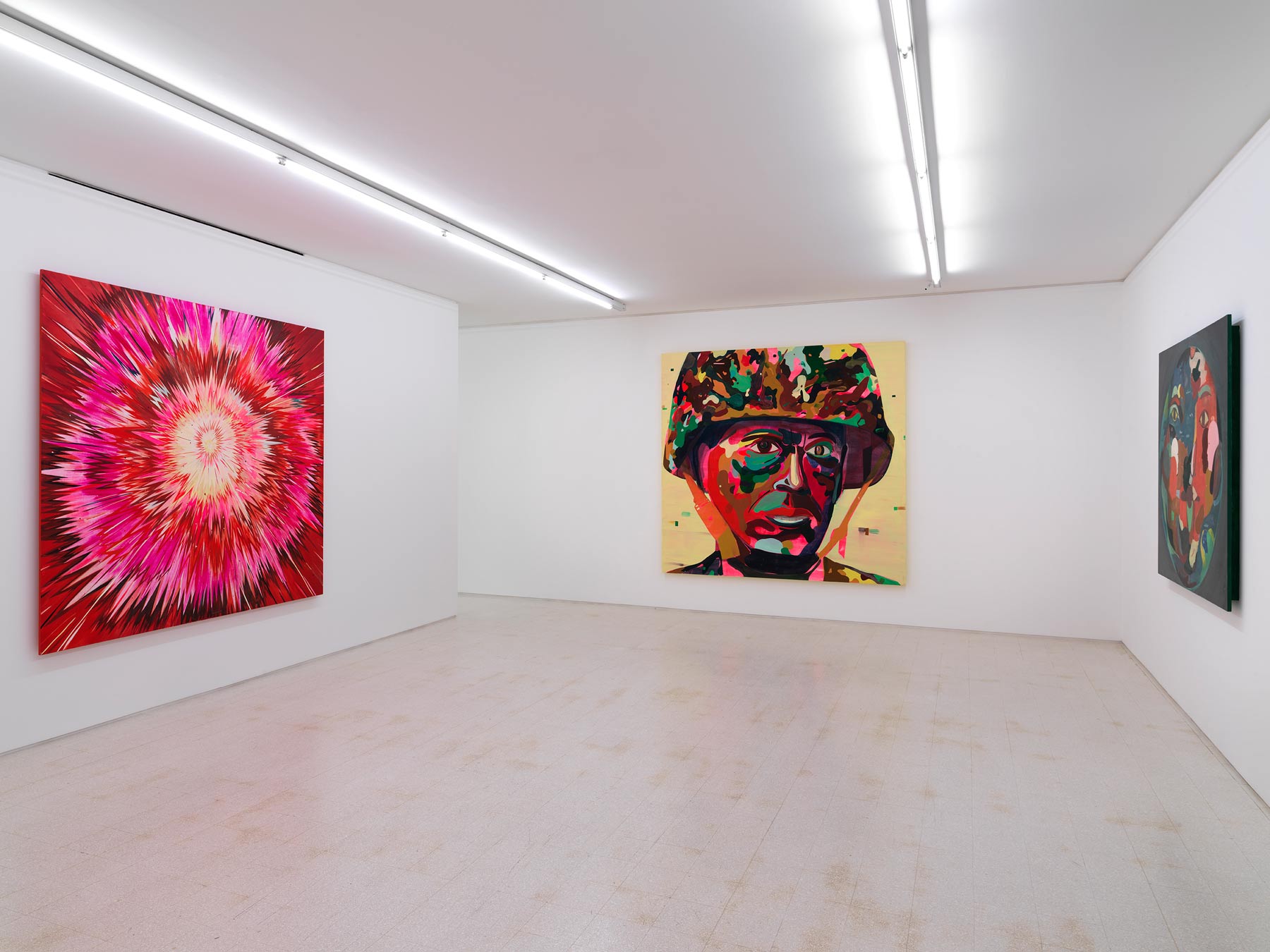 Collezione Maramotti, Veduta di sala, opere di Jules De Balincourt. Ph. C. Dario Lasagni
