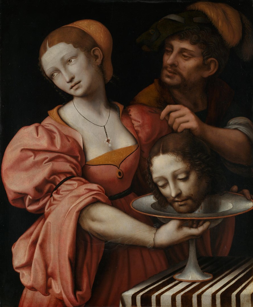 Giampietrino, SalomÃ¨ con una serva e il boia che presenta la testa del Battista (1510-1530 circa; olio su tavola, 68,6 x 57,2 cm; Londra, National Gallery)
