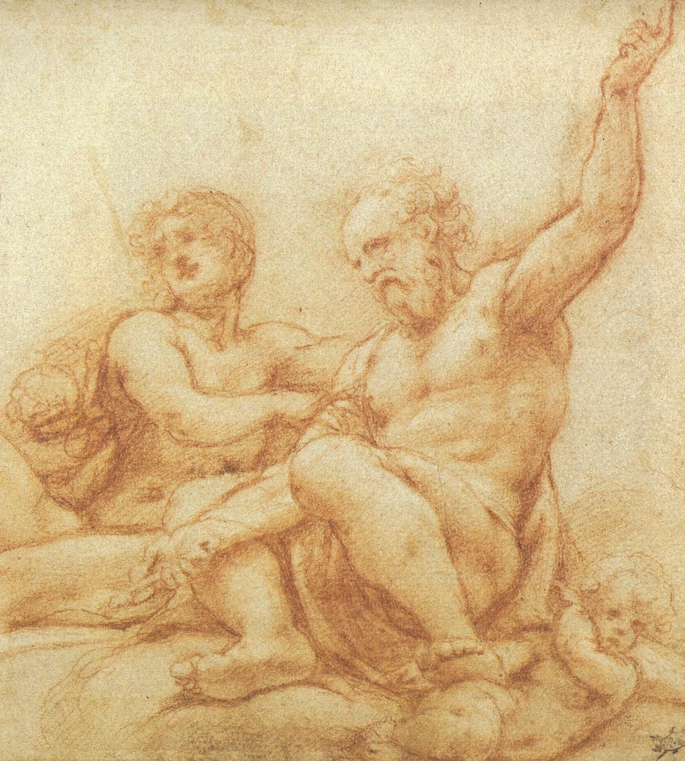 Correggio. Disegno di studio per il san Paolo e il san Pietro. Vi si coglie il metodo stesso di Leonardo, con una scioltezza di mirabile commozione interiore.

