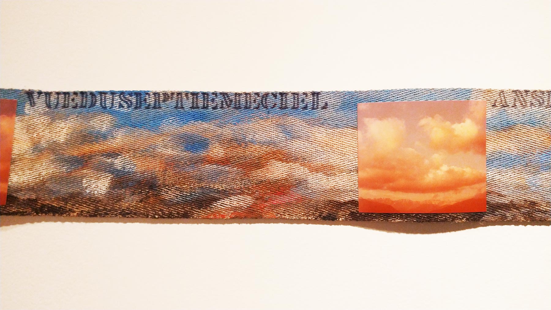 Cioni Carpi, Vista del settimo cielo, dettaglio (1979; fotografia e tempera su iuta, 10 x 148 cm; Milano, Collezione privata)