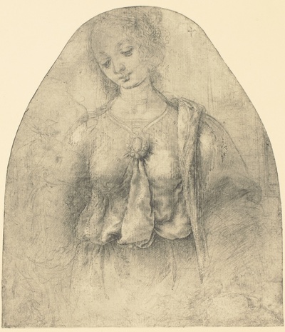 Leonardo (attr. a Lorenzo di Credi), Studio per la Madonna della melagrana. Dresda, Kupferstich Kabinett
