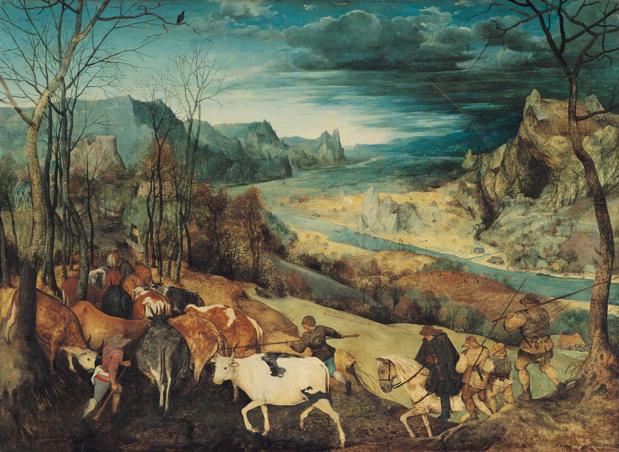 Pieter Bruegel, Il ritorno della mandria (1565; olio su tavola, 117 x 159,7 cm; Vienna, Kunsthistorisches Museum)
