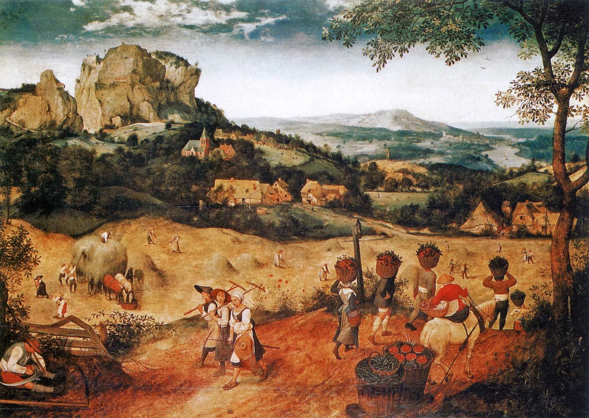 Pieter Bruegel, La fienagione (1565; olio su tavola, 117 x 161 cm; Praga, NÃ¡rodnÃ­ Galerie)
