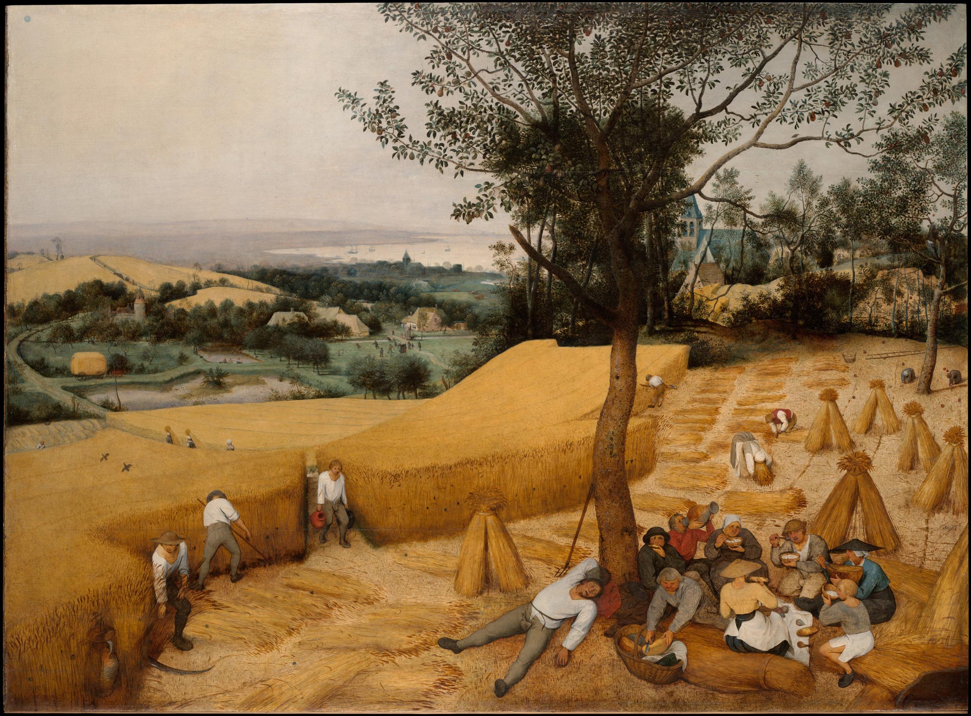 Pieter Bruegel, La mietitura (1565; olio su tavola, 119 x 162 cm; New York, The Metropolitan Museum)
