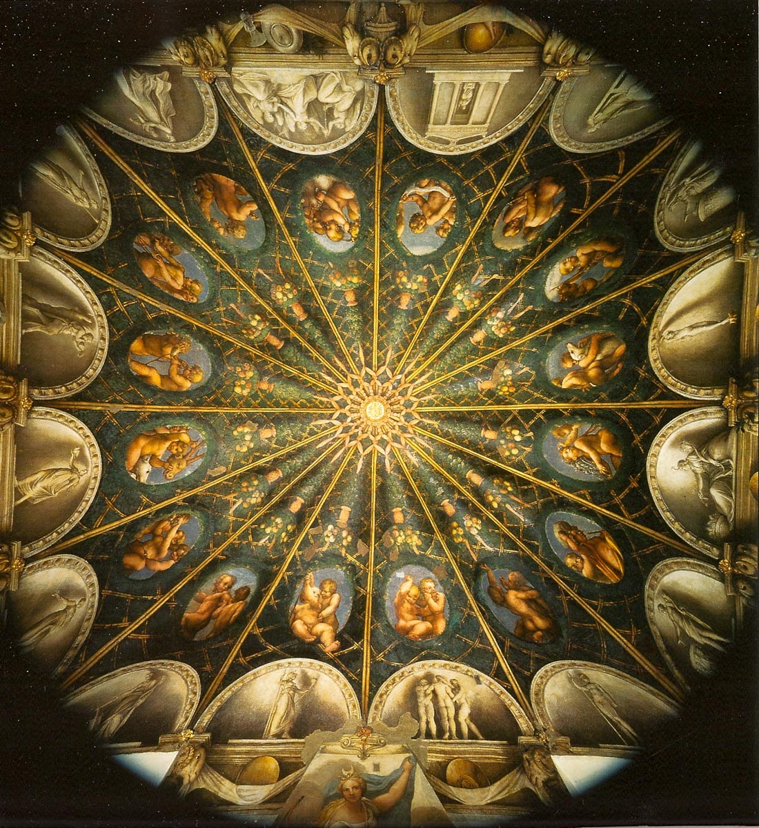 Correggio, la volta della Camera della Badessa (1518; affresco; Parma, Monastero di San Paolo)
