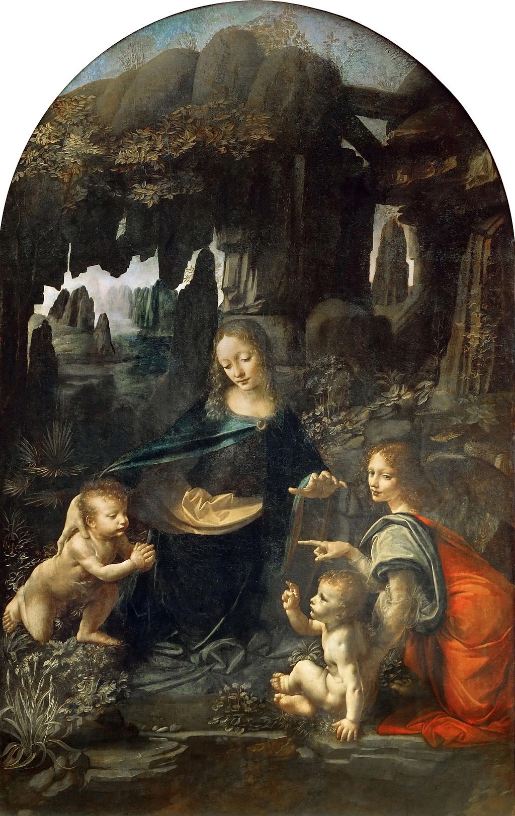 Leonardo, La Vergine delle rocce (1483-1486; olio ora su tela, 199 x 122 cm; Parigi, Louvre)

