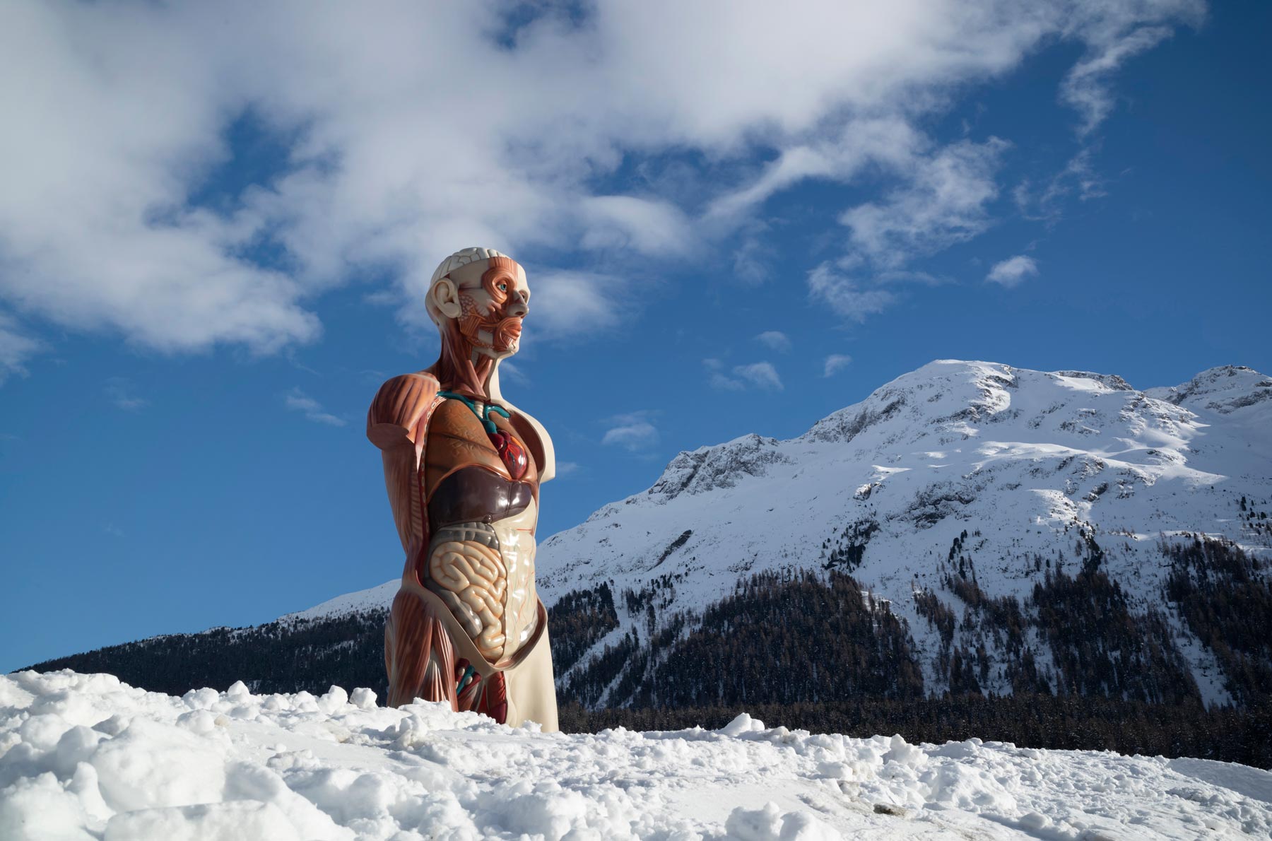 Damien Hirst, Temple (2008), veduta dell'installazione al Sankt Moritzersee, 2021. Foto di Felix Friedmann. ©Damien Hirst and Science Ltd. Tutti i diritti riservati, DACS 2021
