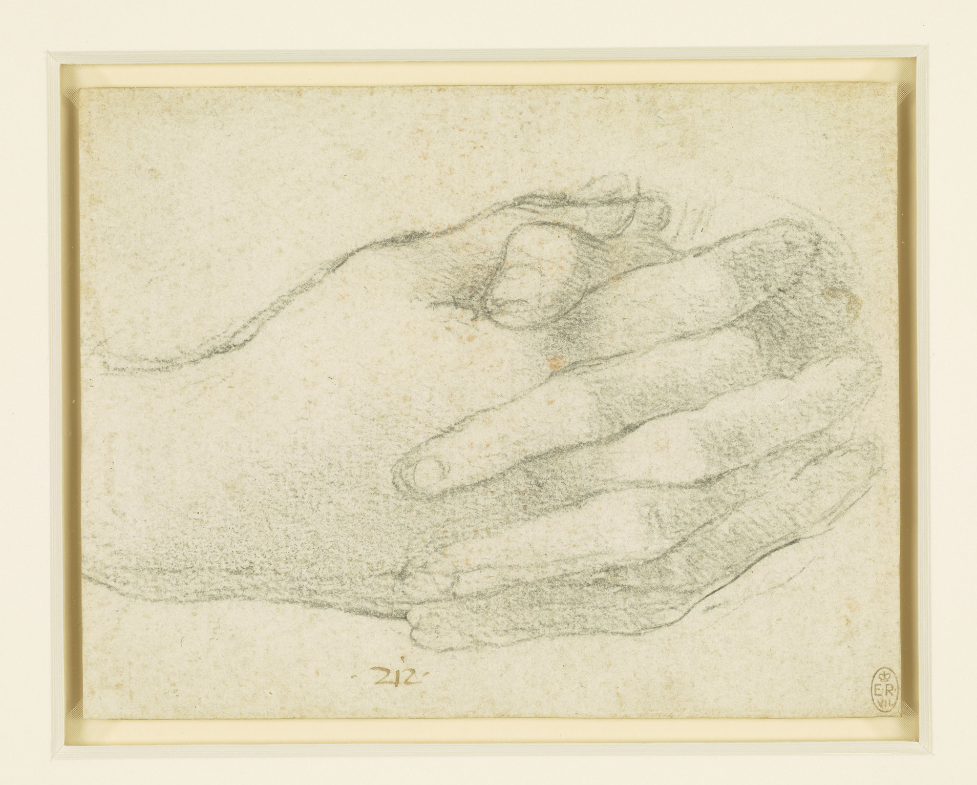 Leonardo da Vinci, Le mani di san Giovanni (1495 circa; gessetto nero, 117 x 152 mm; Windsor, Royal Collection, inv. 9125432)
