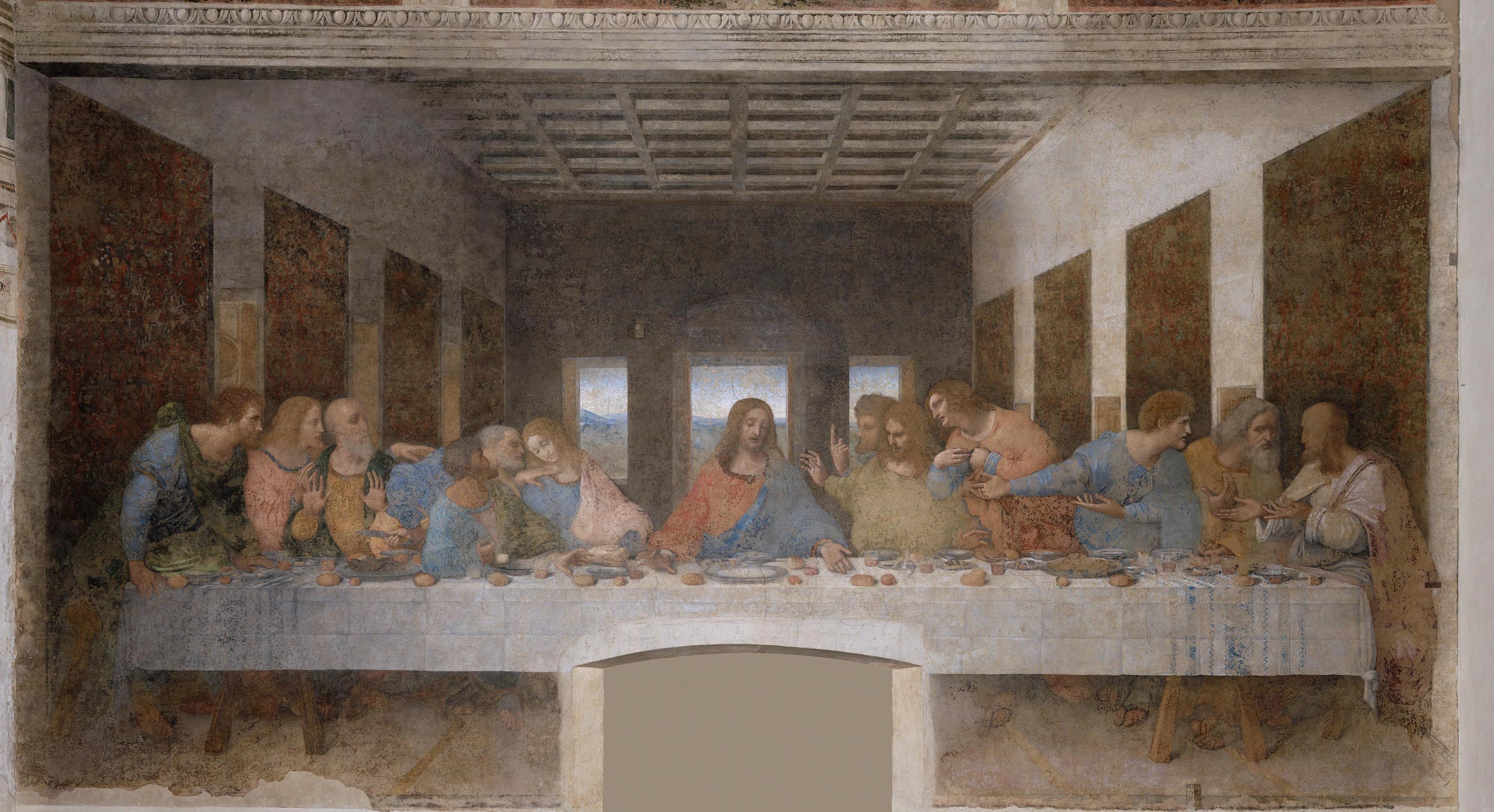 Leonardo da Vinci, Ultima Cena (1493-1498; tempera su intonaco, 460 x 880 cm; Milano, Santa Maria delle Grazie)
