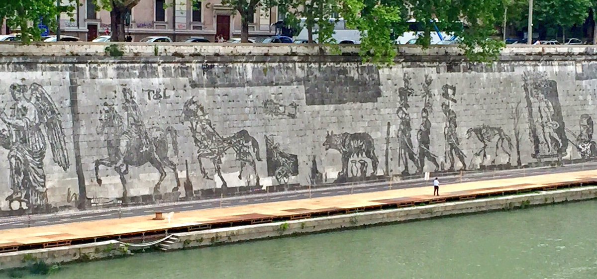 William Kentridge, Triumphs and Laments (2016; Roma, Lungotevere)
