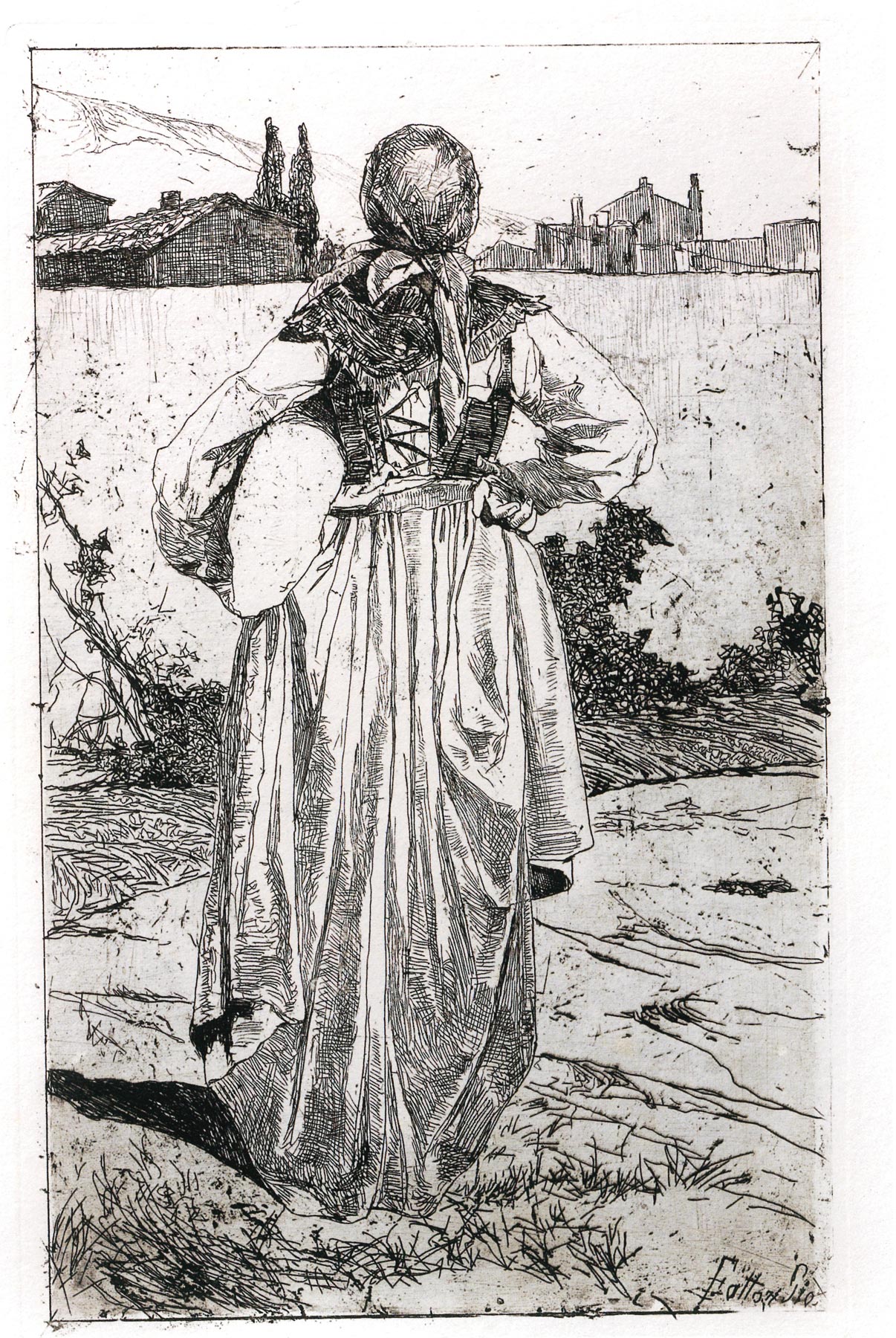Giovanni Fattori, Donna del Gabbro (antecedente il 1888; acquaforte su zinco)
