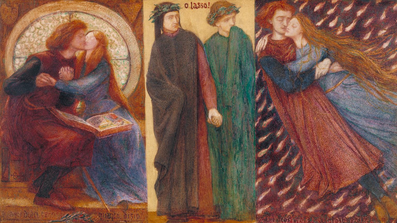 Dante Gabriel Rossetti, Paolo e Francesca da Rimini (1855; acquerello su carta, 25,4 x 44,9 cm; Londra, Tate Britain)
 Dante Gabriel Rossetti, Paolo e Francesca da Rimini (1855; acquerello su carta, 25,4 x 44,9 cm; Londra, Tate Britain)