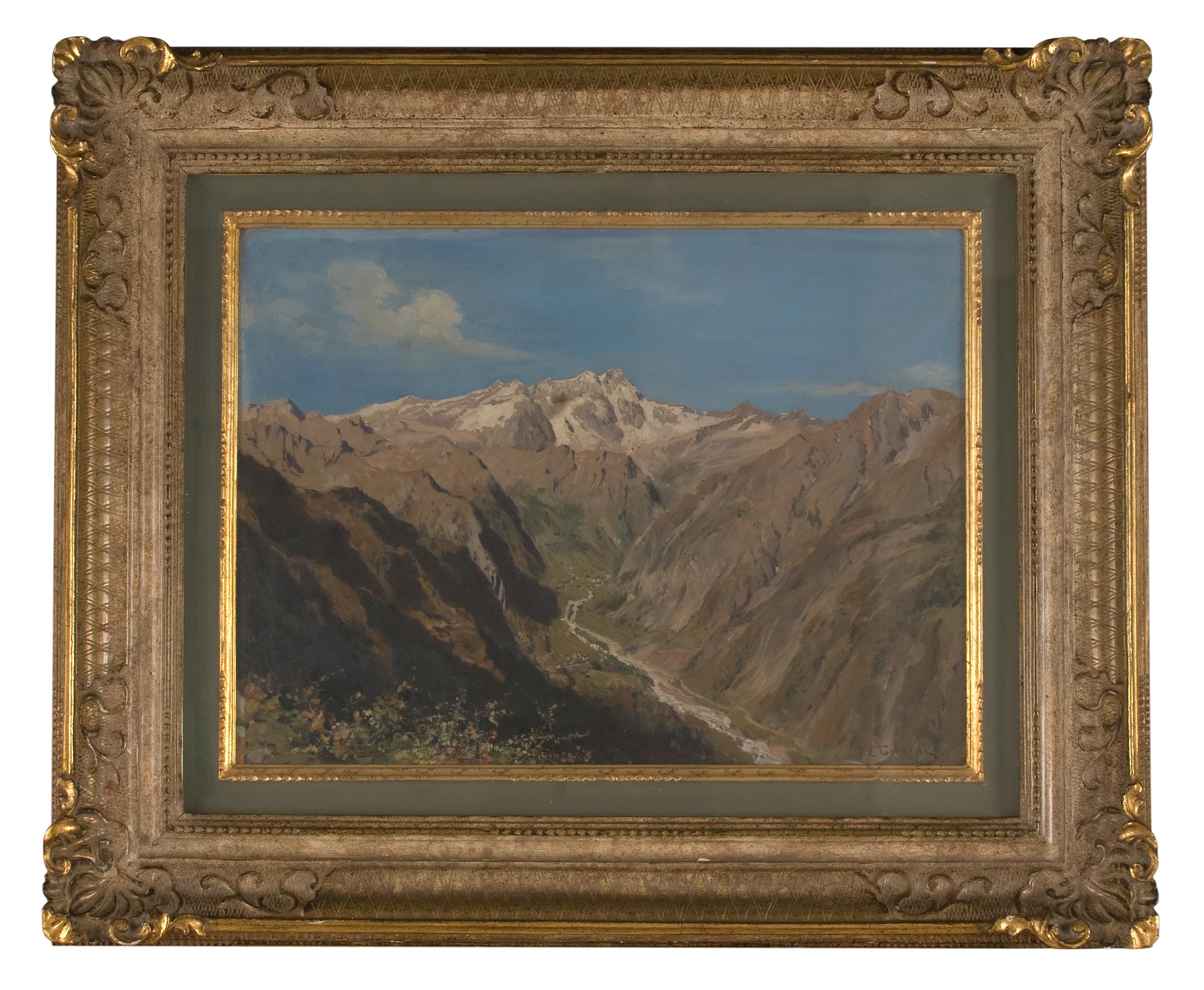 Pier Celestino Gilardi, Veduta del Monte Rosa alla estremitÃ  della Valle Sesia (1892 circa; olio su tela, 36 x 48,5 cm; Varallo, Pinacoteca, Collezione Remogna)
