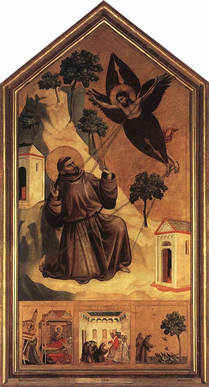 Giotto, Stimmate di san Francesco (1295-1300; tempera e oro su tavola, 313 x 163 cm; Parigi, Louvre)
 Giotto, Stimmate di san Francesco (1295-1300; tempera e oro su tavola, 313 x 163 cm; Parigi, Louvre)