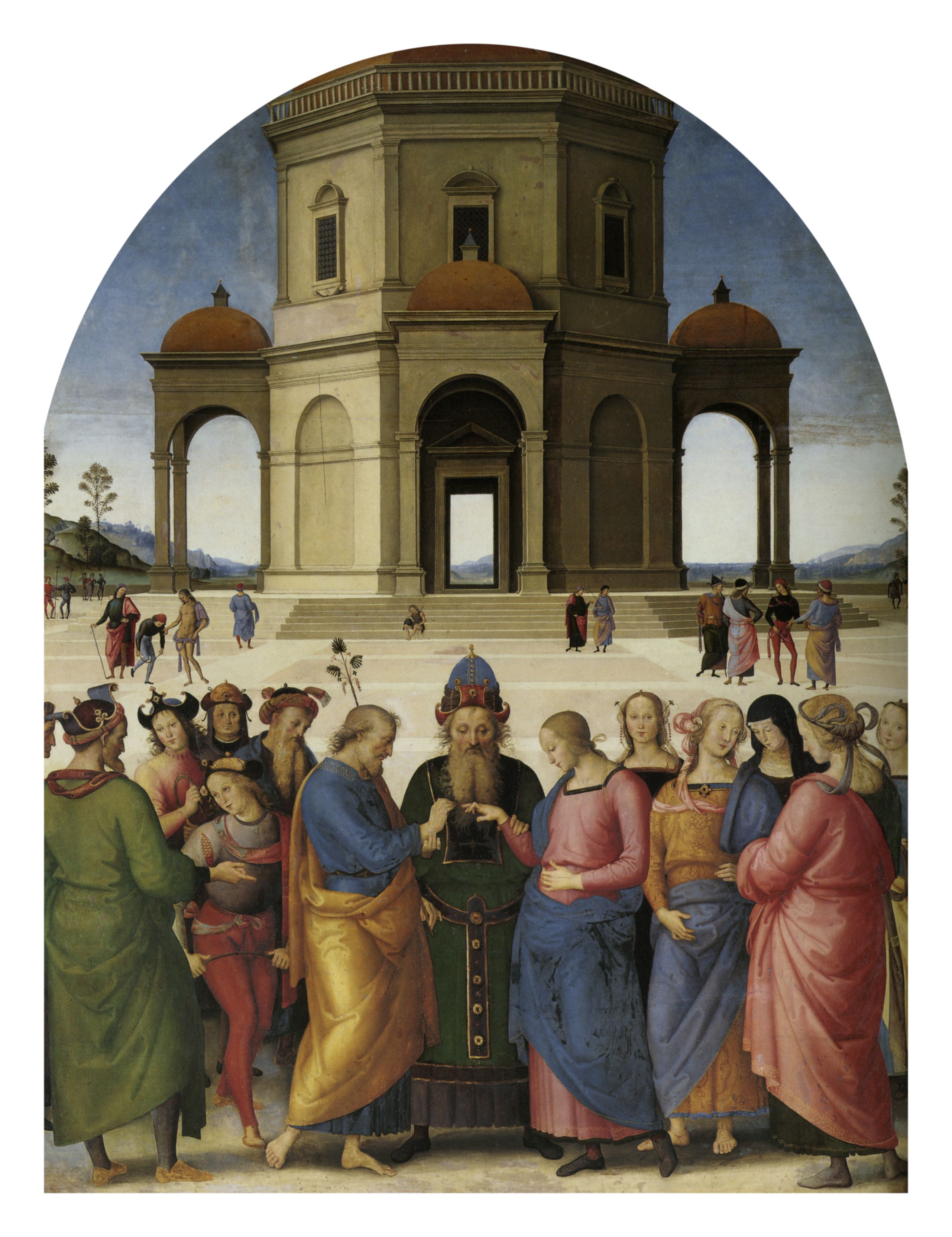 Perugino, Sposalizio della Vergine (1501-1504; olio su tavola, 234 x 186 cm; Caen, Musée des Beaux-Arts)
 Perugino, Sposalizio della Vergine (1501-1504; olio su tavola, 234 x 186 cm; Caen, Musée des Beaux-Arts)