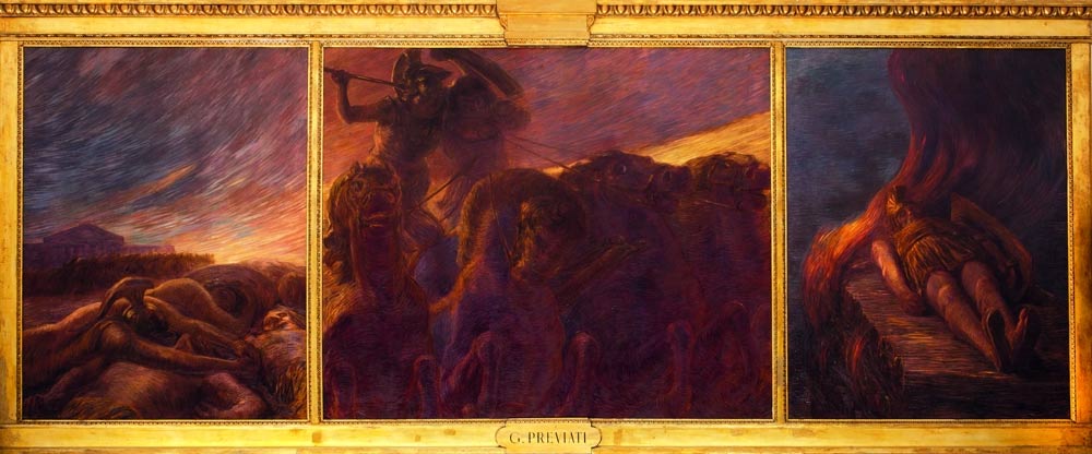 Gaetano Previati, L'eroica (1907; olio su tela; Roma, Casa Madre Associazione Nazionale fra Mutilati e Invalidi di Guerra). Opera non esposta a Rovigo
 Gaetano Previati, L'eroica (1907; olio su tela; Roma, Casa Madre Associazione Nazionale fra Mutilati e Invalidi di Guerra). Opera non esposta a Rovigo