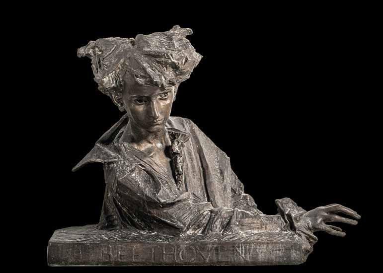 Giuseppe Grandi, Beethoven fanciullo (Beethoven giovinetto) (1874; bronzo, 70 x 93 x 34 cm; Collezione privata)
 Giuseppe Grandi, Beethoven fanciullo (Beethoven giovinetto) (1874; bronzo, 70 x 93 x 34 cm; Collezione privata)