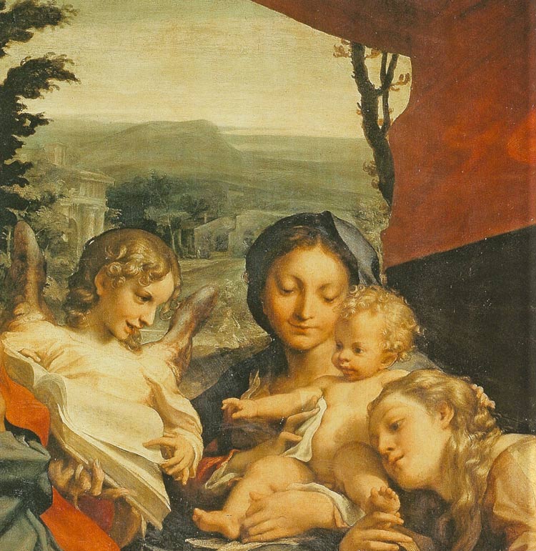 I capelli nelle figure del “Giorno” del Correggio, che il Vasari vide nella Chiesa di sant’Antonio a Parma. Il pittore toscano rimase incantato più volte davanti alla “sfilatura” finissima delle chiome armoniose dell’Allegri, dove “facilità e difficultà” si accompagnano mirabilmente, e per la cui esecuzione dichiara “di che gli debbono eternamente tutti i pittori”.
 I capelli nelle figure del “Giorno” del Correggio, che il Vasari vide nella Chiesa di sant’Antonio a Parma. Il pittore toscano rimase incantato più volte davanti alla “sfilatura” finissima delle chiome armoniose dell’Allegri, dove “facilità e difficultà” si accompagnano mirabilmente, e per la cui esecuzione dichiara “di che gli debbono eternamente tutti i pittori”.