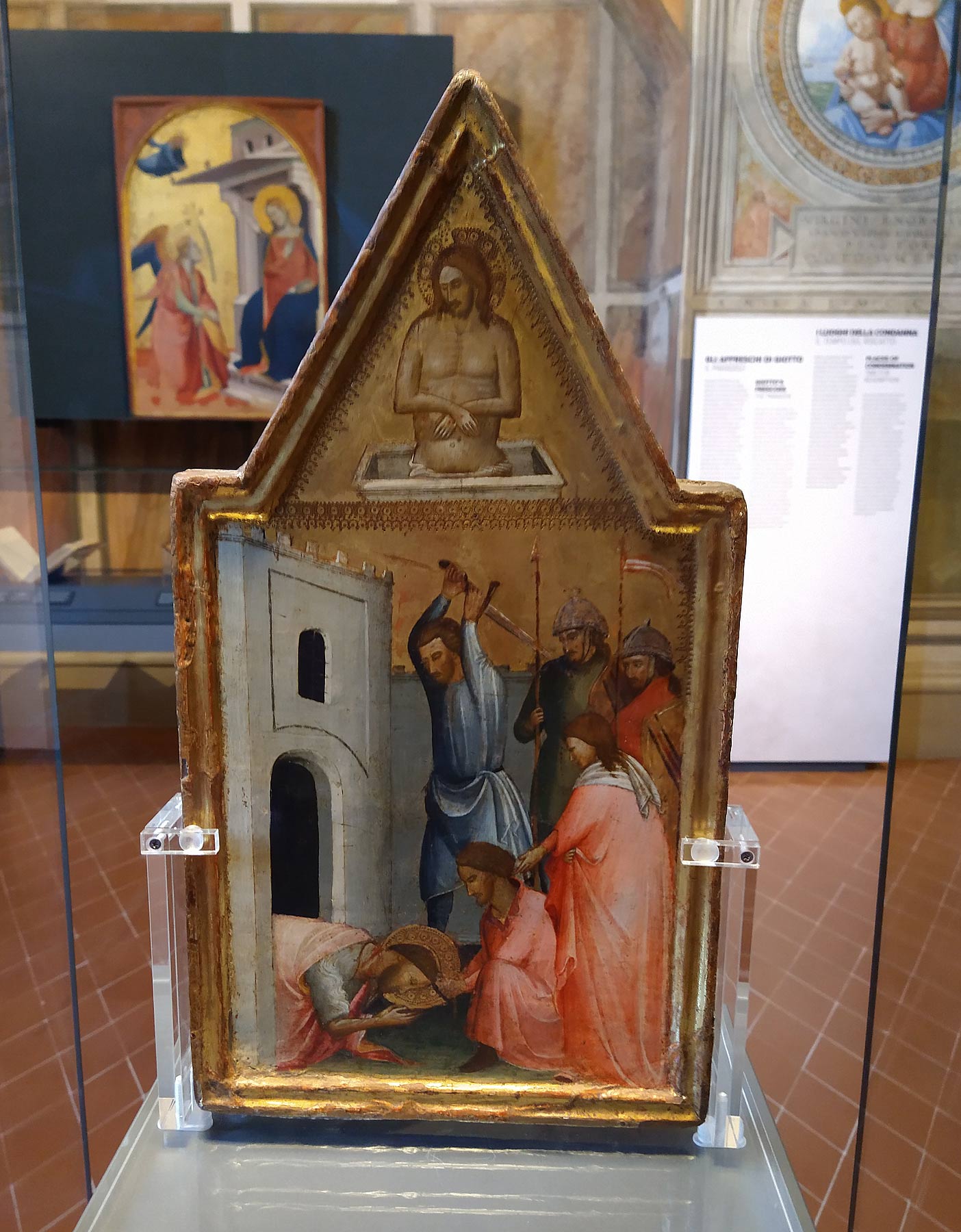 Maestro di San Iacopo a Mucciana, Decollazione del Battista (ultimo decennio del XIV secolo; tavola opistografa, 45 x 24 cm; Milano, Pinacoteca del Castello Sforzesco)
 Maestro di San Iacopo a Mucciana, Decollazione del Battista (ultimo decennio del XIV secolo; tavola opistografa, 45 x 24 cm; Milano, Pinacoteca del Castello Sforzesco)