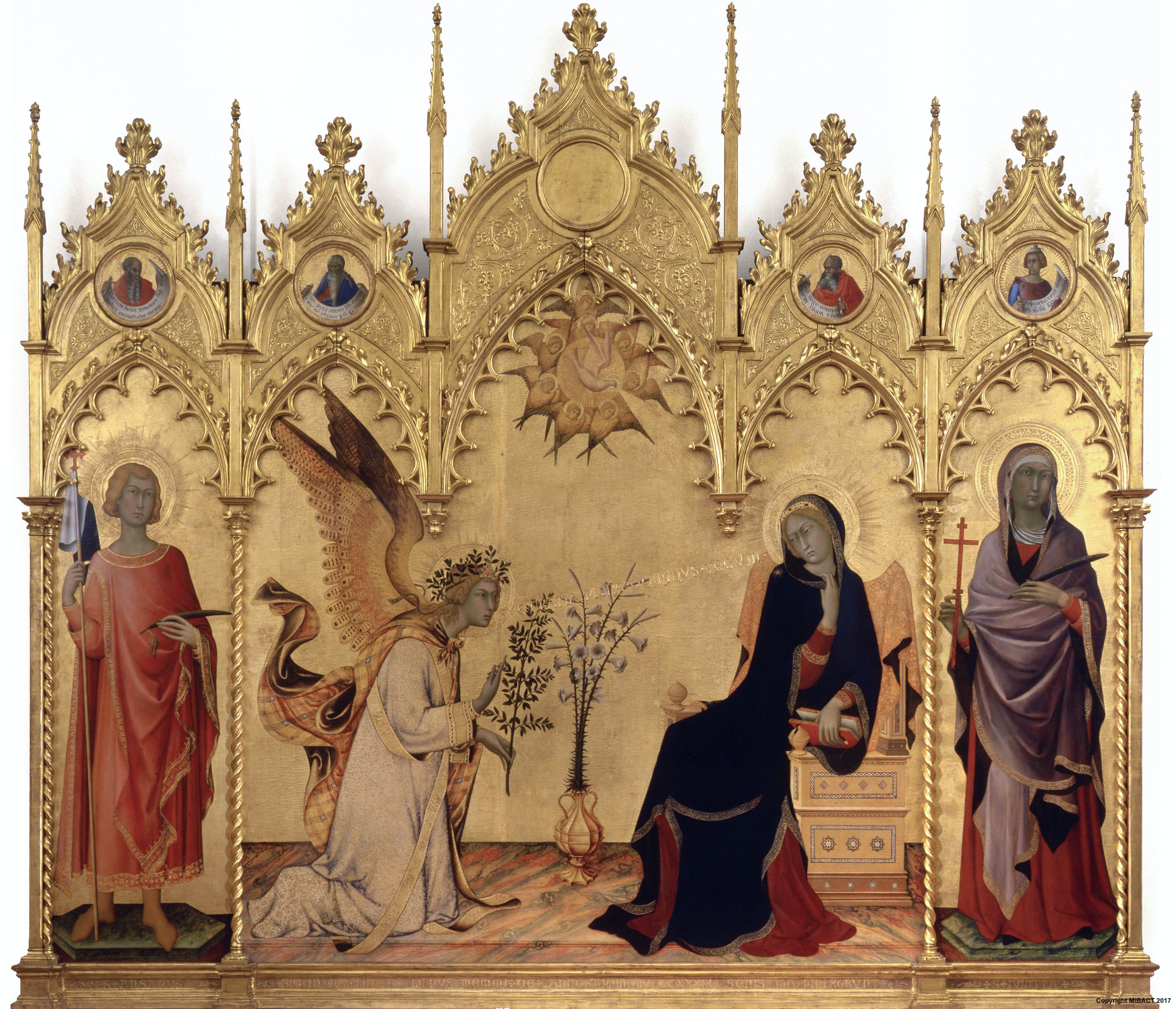 Simone Martini and Lippo Memmi, Annunciation (1333; tempera and gold on panel, 184 x 210 cm; Florence, Uffizi)