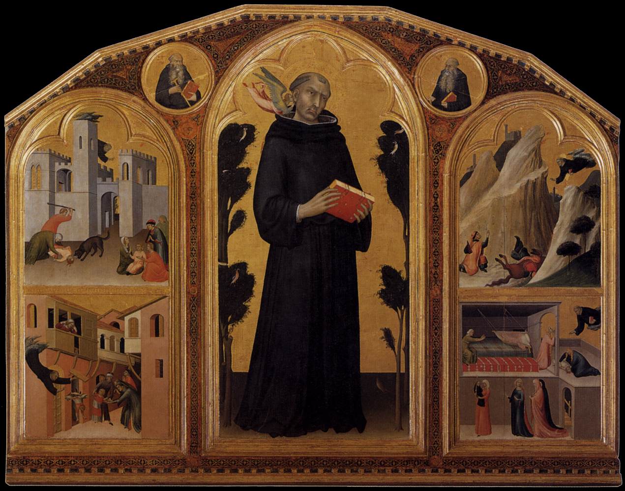 Simone Martini, Pala del Beato Agostino Novello (1324; tempera e oro su tavola, 198 x 257 cm; Siena, Pinacoteca Nazionale)
 Simone Martini, Pala del Beato Agostino Novello (1324; tempera e oro su tavola, 198 x 257 cm; Siena, Pinacoteca Nazionale)