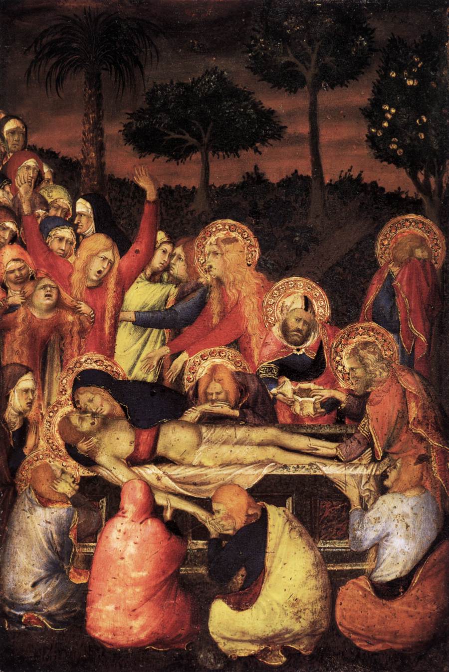 Simone Martini, Seppellimento di Cristo, dal Polittico Orsini (1333-1335; tempera e oro su tavola, 29,5 x 20,5 cm; Berlino, Gemäldegalerie)
 Simone Martini, Seppellimento di Cristo, dal Polittico Orsini (1333-1335; tempera e oro su tavola, 29,5 x 20,5 cm; Berlino, Gemäldegalerie)