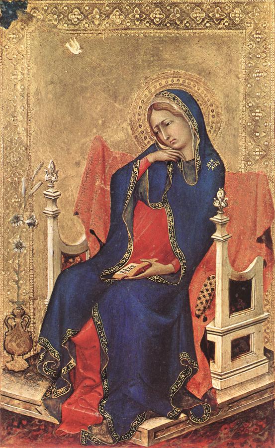 Simone Martini, Vergine annunciata, dal Polittico Orsini (1333-1335; tempera e oro su tavola, 29,5 x 20,5 cm; Anversa, Koninklijk Museum voor Schone Kunsten)
 Simone Martini, Vergine annunciata, dal Polittico Orsini (1333-1335; tempera e oro su tavola, 29,5 x 20,5 cm; Anversa, Koninklijk Museum voor Schone Kunsten)