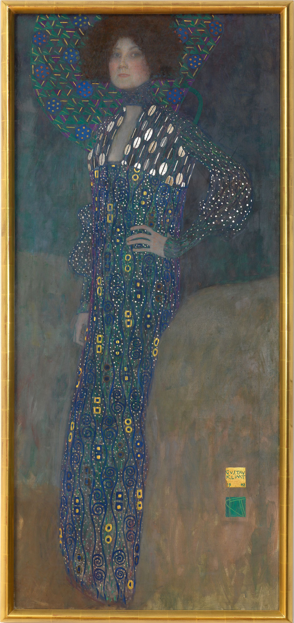 Gustav Klimt, Emilie FlÃ¶ge (1902; olio su tela, 178 x 80 cm; Vienna, Wien Museum)
