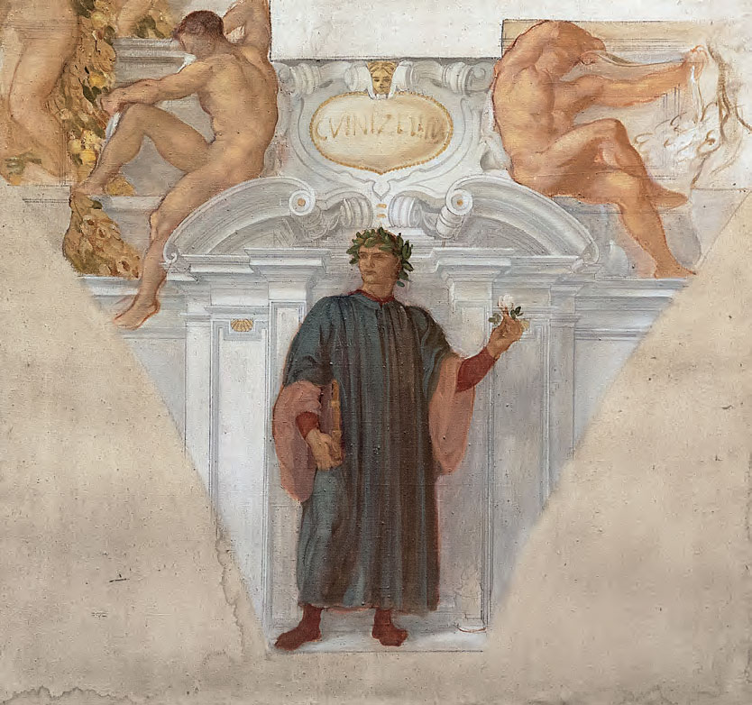 Adolfo De Carolis, Guido Guinizzelli (1914; bozzetto per la decorazione del Palazzo del Podestà, olio su tela, 143 x 152,5 cm; Montefiore dell’Aso, Polo Museale San Francesco)
