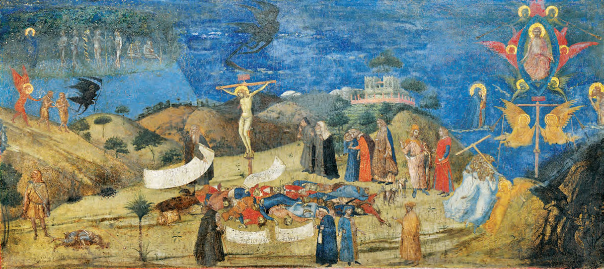 Ambrogio Lorenzetti, Allegoria della Redenzione (1338 circa; tempera e oro su tavola, 59,5 x 120 cm; Siena, Pinacoteca Nazionale)
