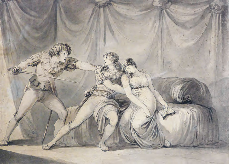 Bartolomeo Pinelli, Amor condusse noi ad una morte (1807; inchiostro e acquerello su carta, 605 x 798 mm; Forlì, Biblioteca Aurelio Saffi, Fondo Piancastelli)
