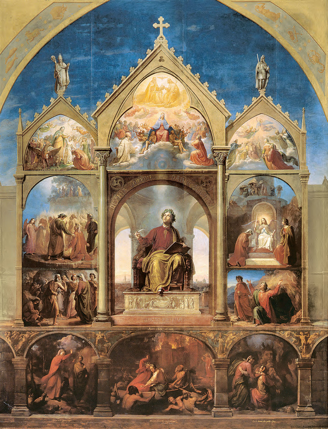 Carl Christian Vogel von Vogelstein, Dante e i dieci episodi della Divina Commedia (1842-1844; olio su carta, 2325 x 1765 mm; Firenze, Gallerie degli Uffizi, Palazzo Pitti, Galleria d’Arte Moderna)
