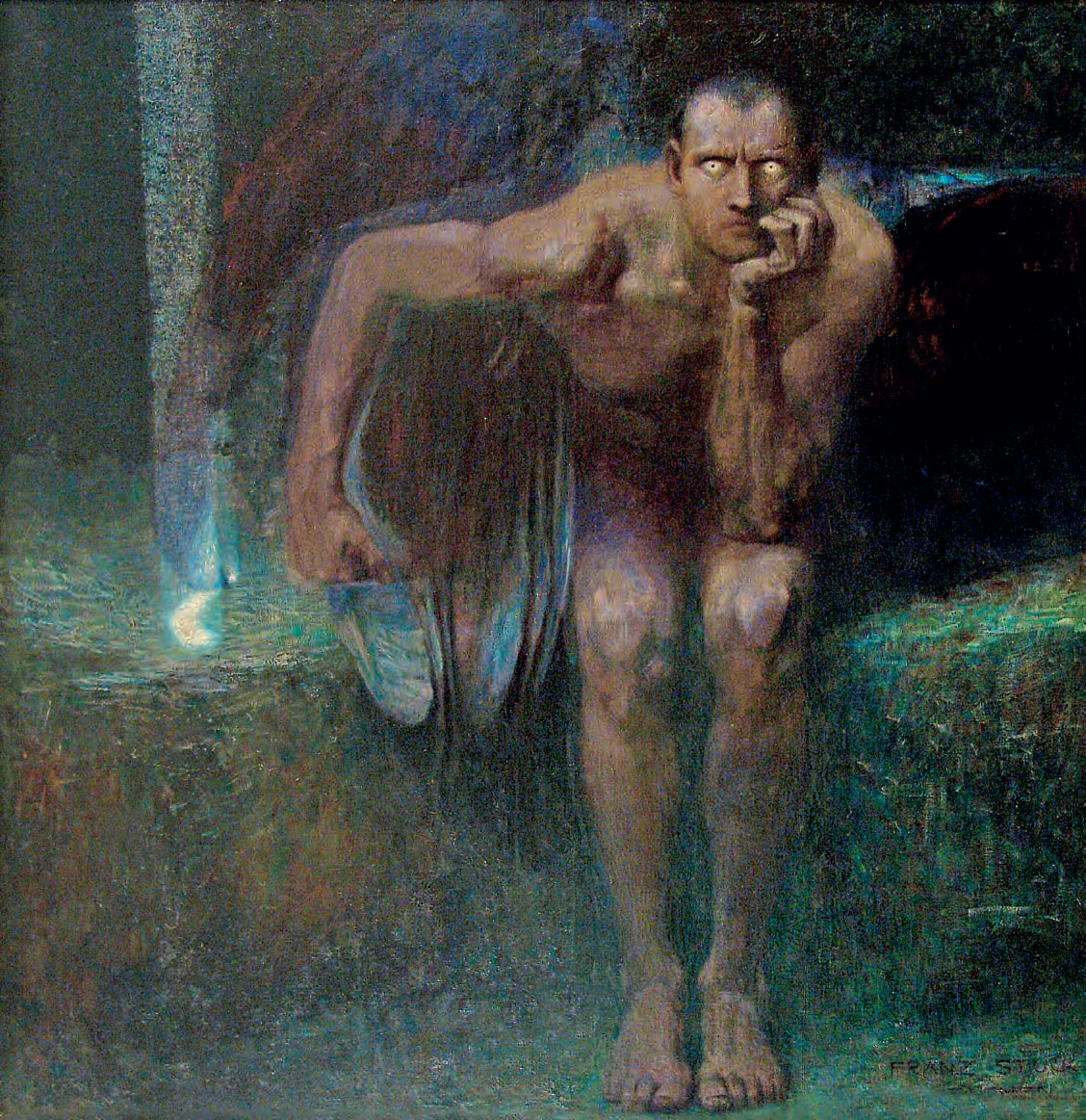 Franz von Stuck, Lucifero (1889-1890; olio su tela, 161 x 152,5 cm; Sofia, Galleria Nazionale)

