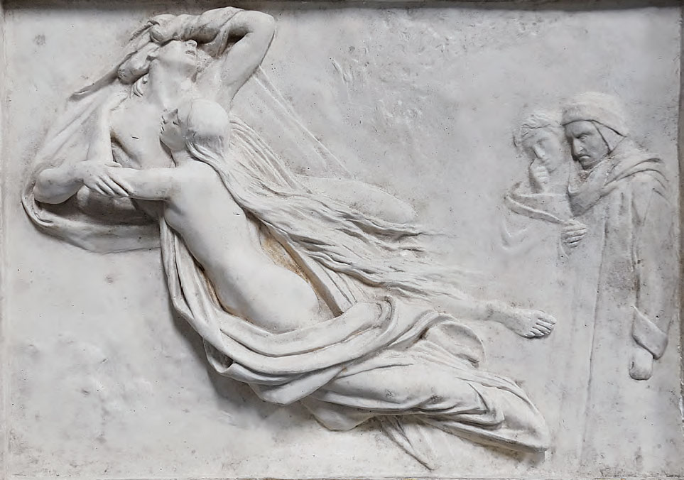 Frédéric-Auguste Bartholdi, da Ary Scheffer, Francesca da Rimini (1854; gesso, 53,3 x 67,5 cm; Colmar, Musée Bartholdi)
