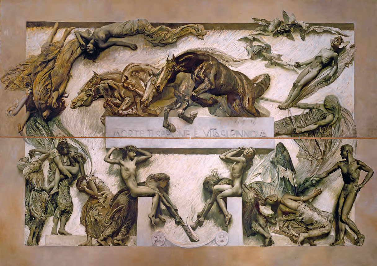 Giulio Aristide Sartorio, La Morte, dal ciclo Il Poema della Vita Umana (1907; olio ed encausto a freddo su tela, 513 × 712 cm; Venezia, Fondazione Musei Civici di Venezia, Galleria Internazionale d’Arte Moderna di Ca’ Pesaro)
