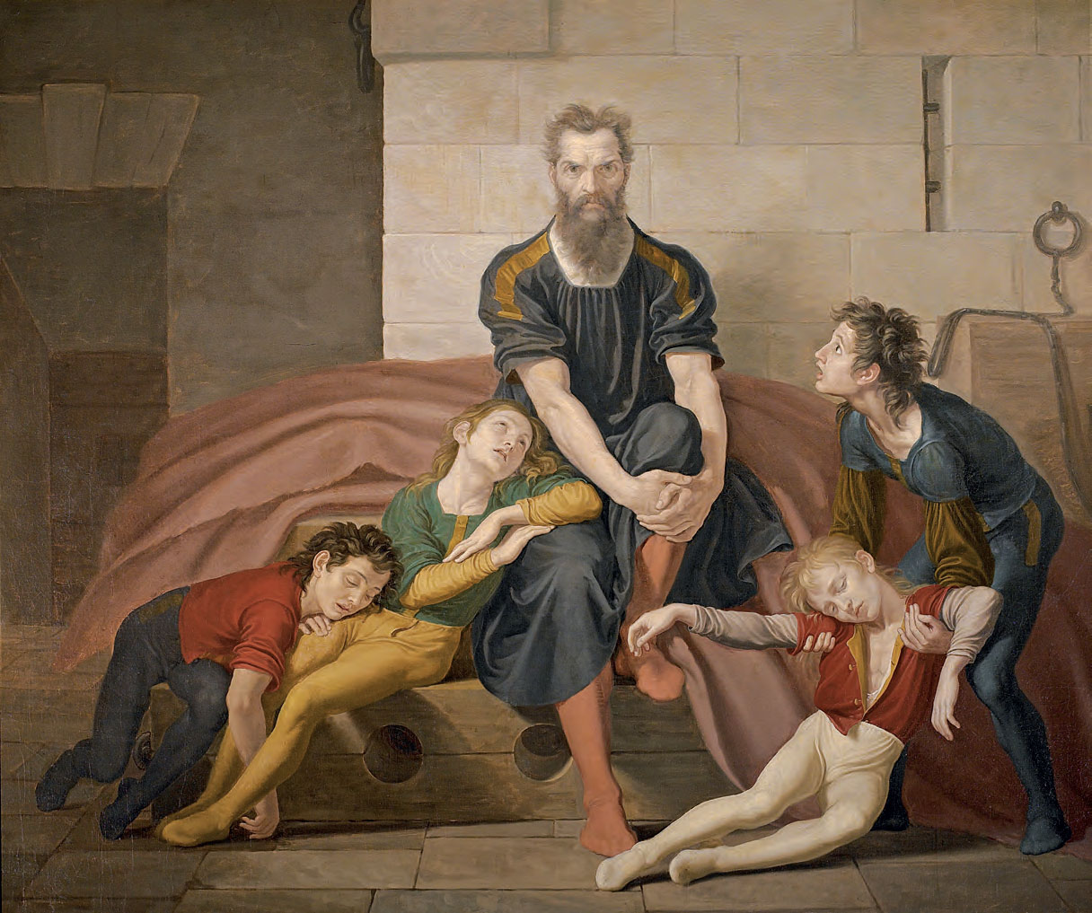 Giuseppe Diotti, Il conte Ugolino nella Torre (1831; circa olio su tela, 173,5 x 207,5 cm; Cremona, Museo Civico Ala Ponzone)
