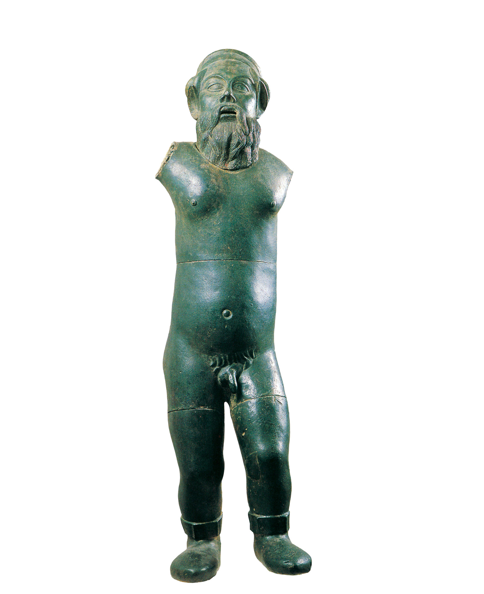 Statua di Marsia con ceppi da schiavo (III secolo a.C.; bronzo; Paestum, Parco Archeologico di Paestum e Velia)
