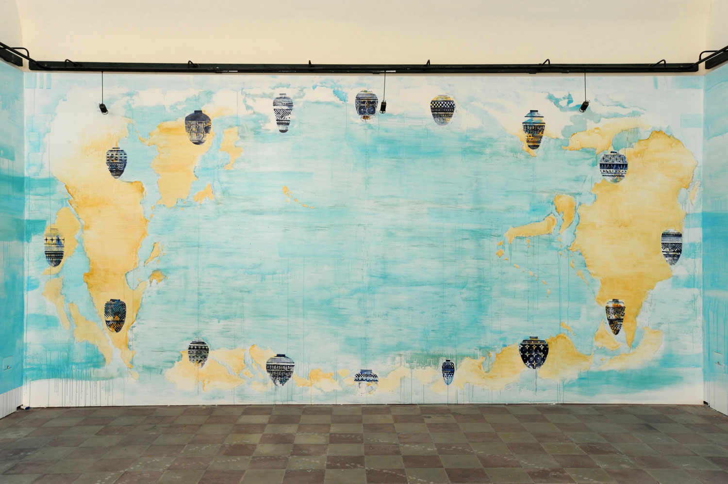 Piero Pizzi Cannella, Mappa del mondo, i vasi dei pesci dell'isola (2014, tecnica mista su intonaco, dimensioni dell'ambiente)
 Piero Pizzi Cannella, Mappa del mondo, i vasi dei pesci dell'isola (2014, tecnica mista su intonaco, dimensioni dell'ambiente)