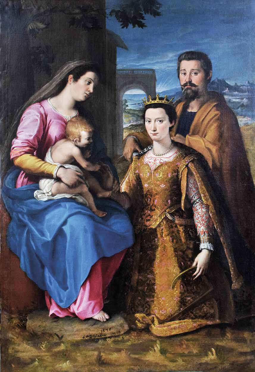 Lucrezia Quistelli, Matrimonio mistico di santa Caterina (1576; olio su tela, 180 x 120 cm; Silvano Pietra, chiesa parrocchiale di Santa Maria e San Pietro)
 Lucrezia Quistelli, Matrimonio mistico di santa Caterina (1576; olio su tela, 180 x 120 cm; Silvano Pietra, chiesa parrocchiale di Santa Maria e San Pietro)