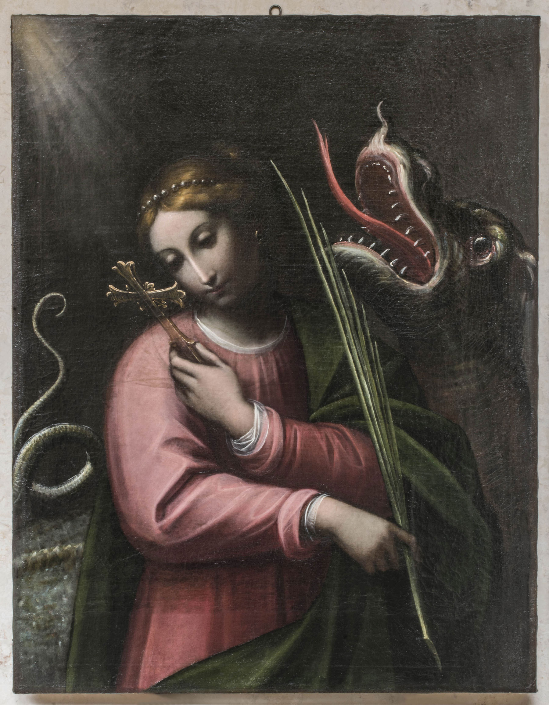 Orsola Maddalena Caccia, Santa Margherita d’Antiochia (1640-1650 circa; olio su tela, 95 x 73 cm; Curtatone, santuario della Beata Vergine delle Grazie)
 Orsola Maddalena Caccia, Santa Margherita d’Antiochia (1640-1650 circa; olio su tela, 95 x 73 cm; Curtatone, santuario della Beata Vergine delle Grazie)