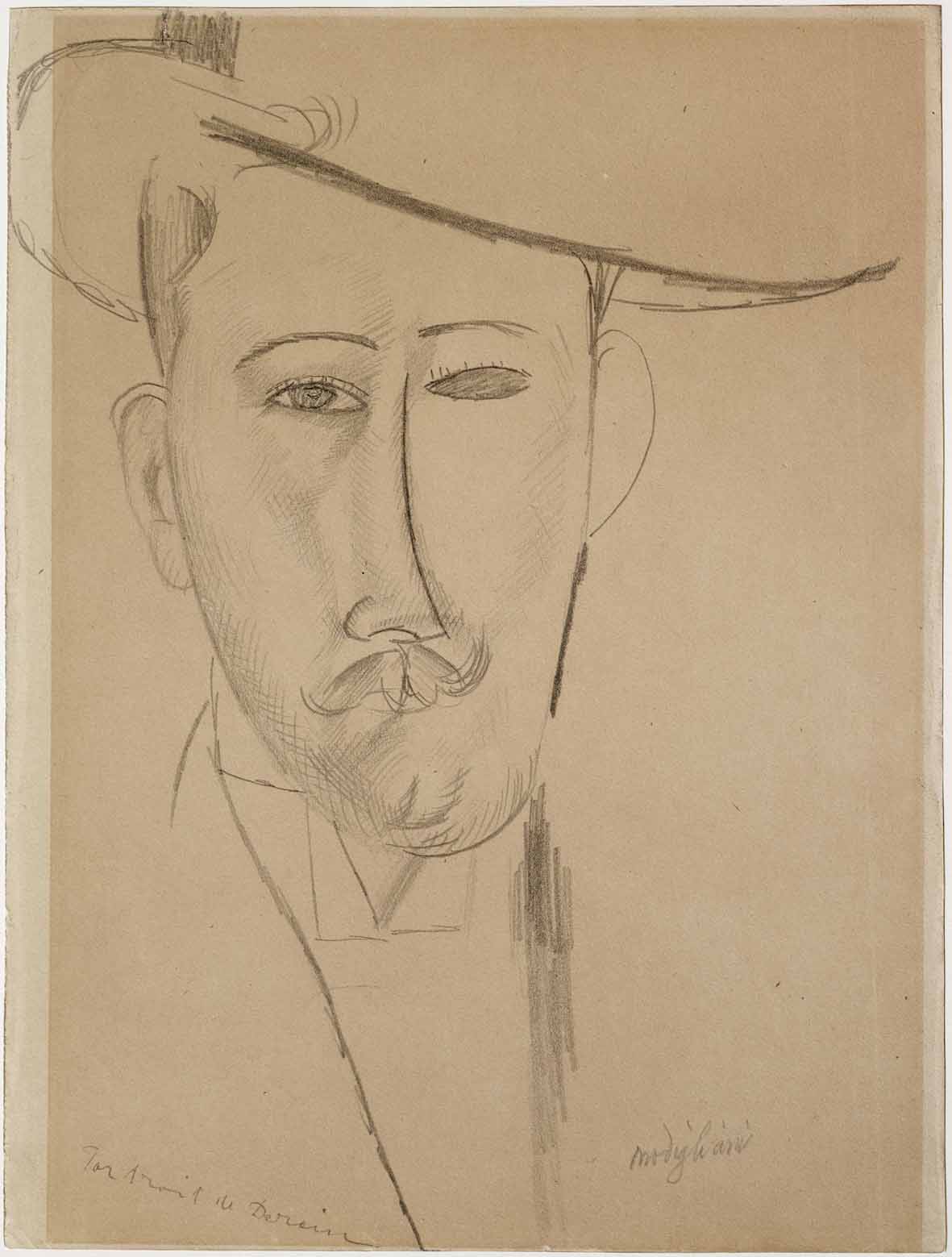 Amedeo Modigliani, Portrait d’homme (1915 circa; matita su carta; Grenoble, Musée de Grenoble)
