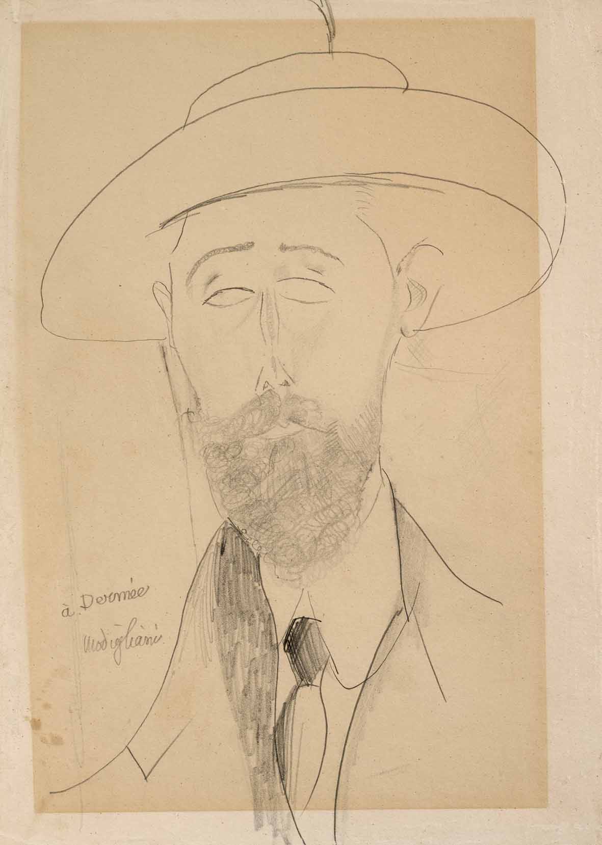 Amedeo Modigliani, Portrait de Paul Dermée (1918-1920 circa; matita su carta; Grenoble, Musée de Grenoble)
