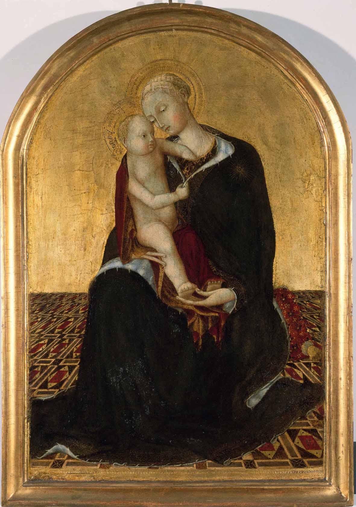 Pietro di Giovanni Ambrosi, Madonna col Bambino (1446-1447; tempera su tavola centinata; Mamiano di Traversetolo, Fondazione Magnani Rocca)
